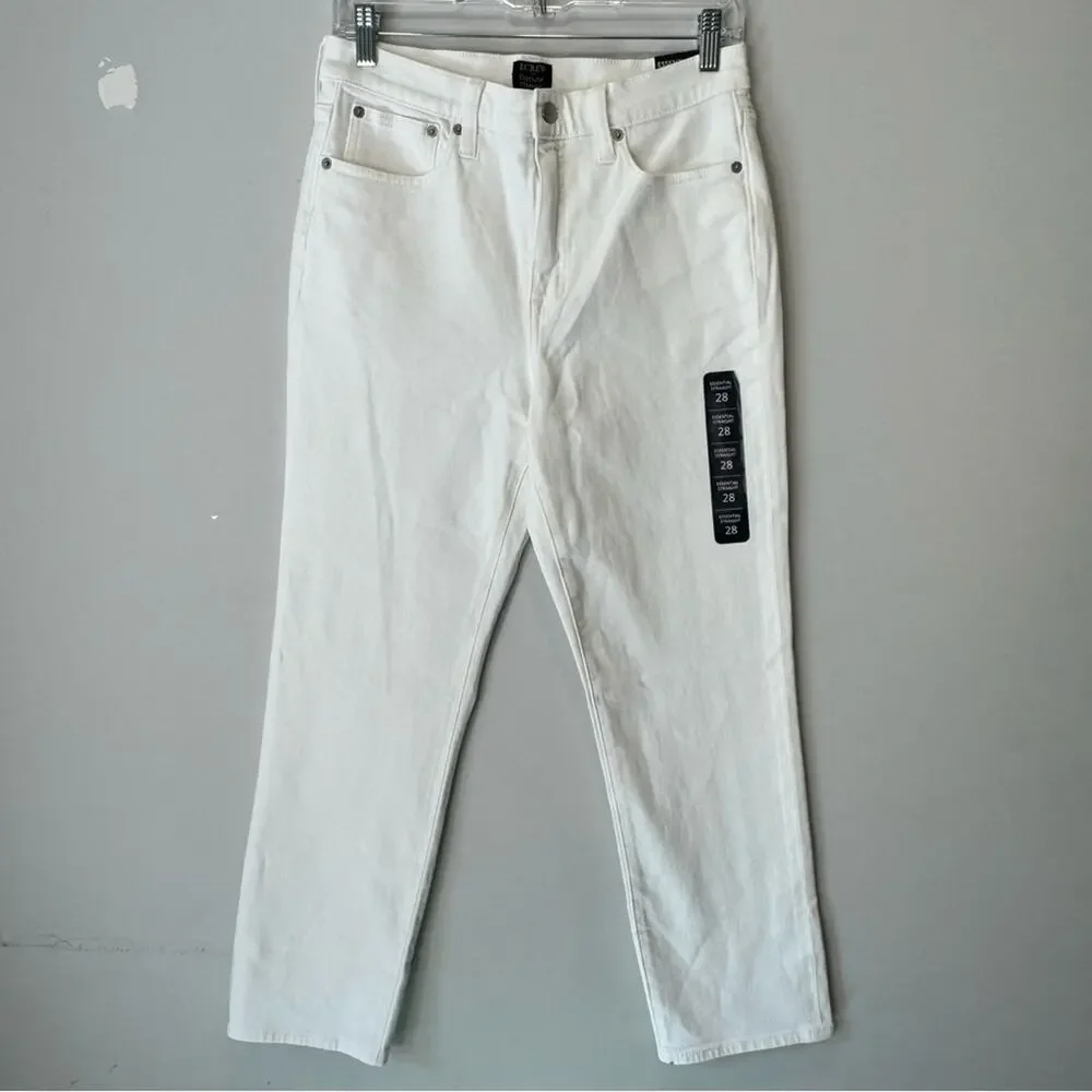 NWT J. Crew Essential straight W28 white jean in all-day stretch BX520 High Rise